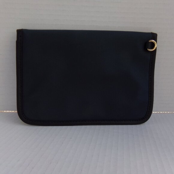 Michael Kors Bag Pouch Navy Black Logo Snap 8'' Can Use Wristlet Fabric - Picture 5 of 10